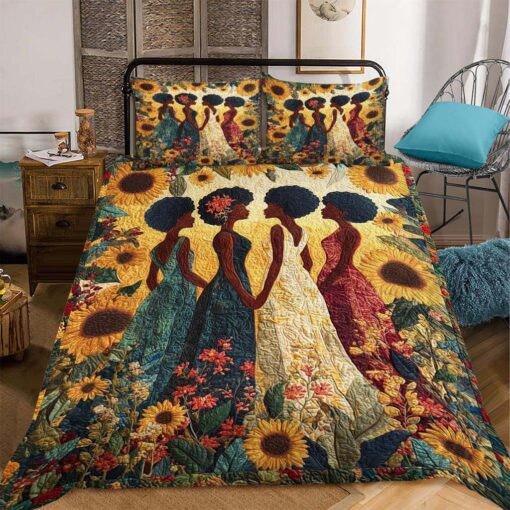 Black Woman Quilt Bedding Set With Pillow, African American Woman Melanin Gift UKHM5080702 - Image 3
