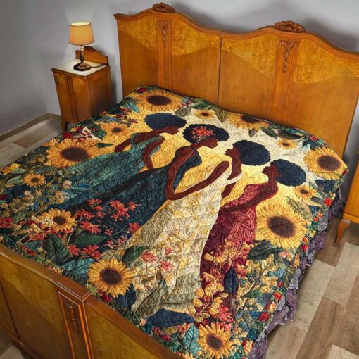 Black Woman Quilt Blanket, African American Woman Melanin Blanket UKHM5080701 - Image 3