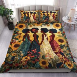 Black Woman Quilt Bedding Set With Pillow, African American Woman Melanin Gift UKHM5080702