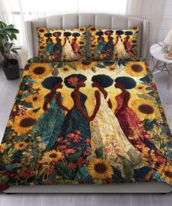 Black Woman Quilt Bedding Set With Pillow, African American Woman Melanin Gift UKHM5080702