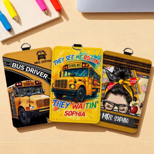 Personalized School bus driver ID card holder NPHM5190701