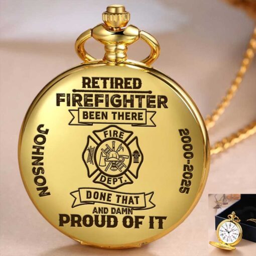 Personalized Retired Firefighter Vintage Pocket Watch UKTZ5110704 - Image 3