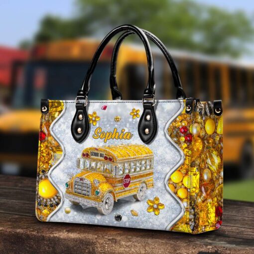 Personalized School Bus Driver Leather Handbag And Wallet QFTD5140702 - Image 3