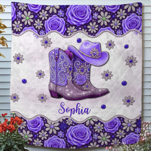 Personalized Cowgirl Boots Quilt Blanket UKHH5110702 - Image 2