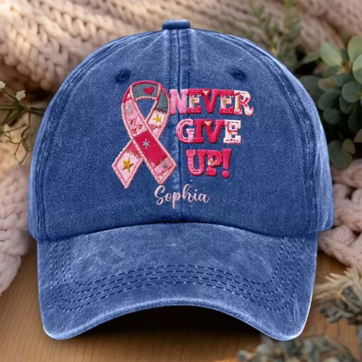 Personalized Distressed Washed Cotton Breast Cancer Printed Hat QFND5160701 - Image 3