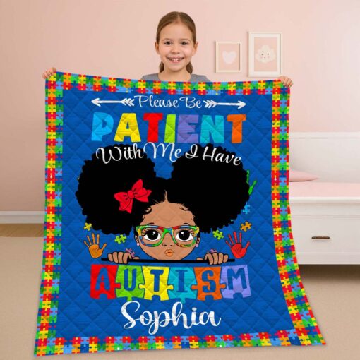 Custom Autism Awareness Quilt Blanket, Gift for Autistic Child – Gift For Autistic Son-Daughter Quilt Blanket UKHM5160702 - Image 2