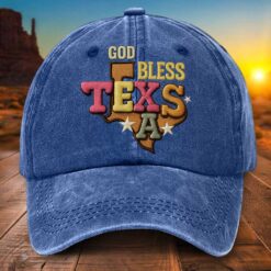 God Bless Texas Distressed Washed Cotton Hat UKTZ5160702