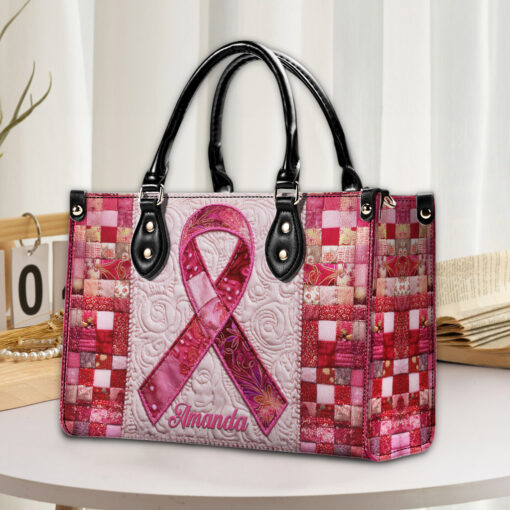 Personalized Breast Cancer Pu Leather Handbag QFNT5150701 - Image 3