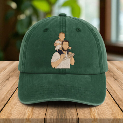 Custom Family Portrait Embroidered Hat, Portrait Embroidered Cap Using Photo, Personalized Dad Cap, Sister Besties Embroidered Hat QFHA5090703 - Image 2
