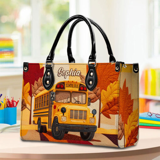 Personalized School Bus Driver Leather Pu Handbag QFTO5160701 - Image 3