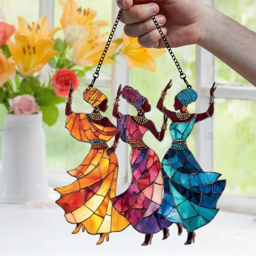 2D FLAT African Women Dancing Acrylic Window Hanging QFHA5140701 - Image 2