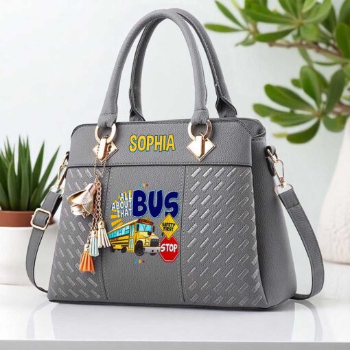 Custom School Bus Driver PU Leather Deluxe Handbag UKND5160705 - Image 7