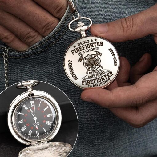 Personalized Retired Firefighter Vintage Pocket Watch UKTZ5170706 - Image 4