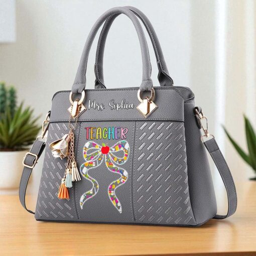 Custom Teacher PU Leather Deluxe Handbag UKND5180704 - Image 6