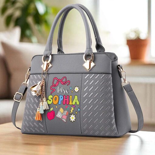 Custom Teacher PU Leather Deluxe Handbag UKND5180705 - Image 7