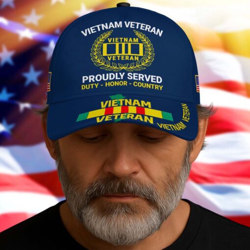 Vietnam Veteran Cap, Proudly Served, Duty - Honor - Country, Military Gifts Cap UKTD5250703 - Image 4