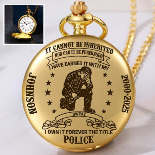 Personalized Retired Police Vintage Pocket Watch UKHH250704 - Image 2