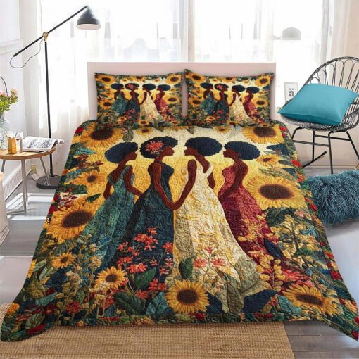 Black Woman Quilt Bedding Set With Pillow, African American Woman Melanin Gift UKHM5080702 - Image 4