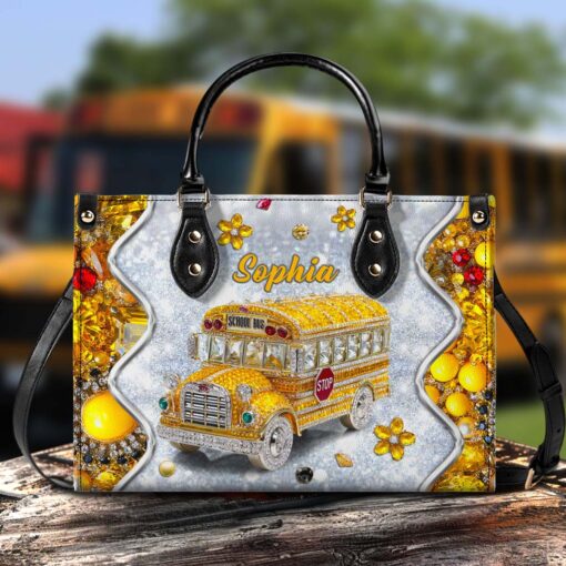 Personalized School Bus Driver Leather Handbag And Wallet QFTD5140702 - Image 2
