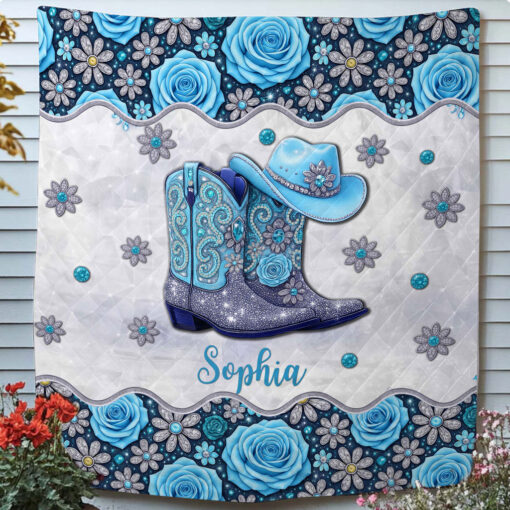 Personalized Cowgirl Boots Quilt Blanket UKHH5110702 - Image 3