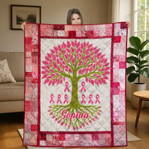 Custom Breast Cancer Quilt Blanket THTO5140703 - Image 2