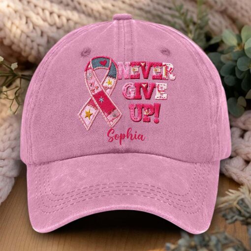 Personalized Distressed Washed Cotton Breast Cancer Printed Hat QFND5160701 - Image 2