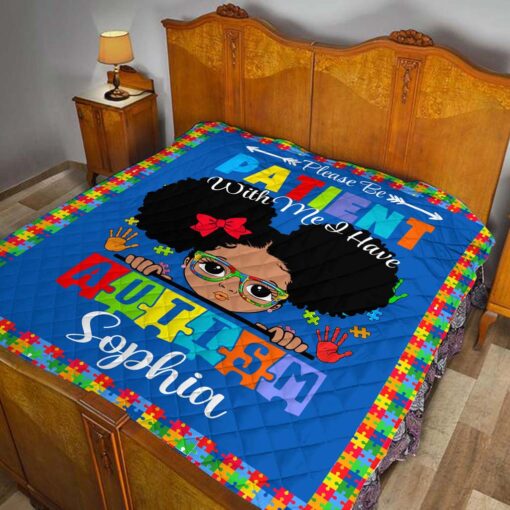 Custom Autism Awareness Quilt Blanket, Gift for Autistic Child – Gift For Autistic Son-Daughter Quilt Blanket UKHM5160702 - Image 3