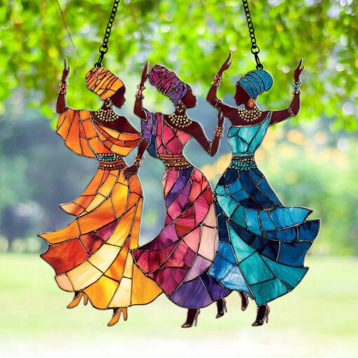 2D FLAT African Women Dancing Acrylic Window Hanging QFHA5140701 - Image 3