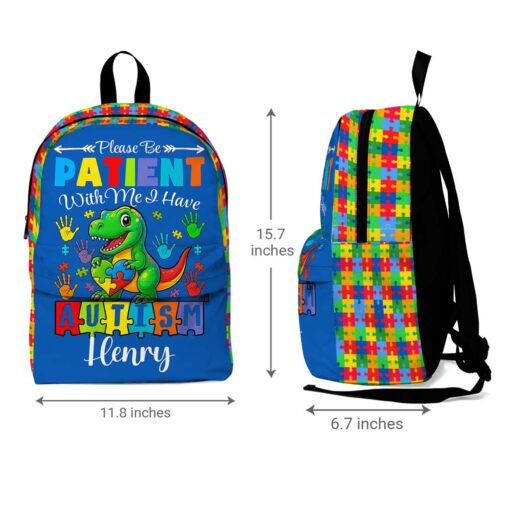 Personalized Backpack for Kids with Autism- Autism Awareness Bag – Back To School Bag for Autistic Child – Gift For Autistic Son QFHM5030701-DX - Image 6
