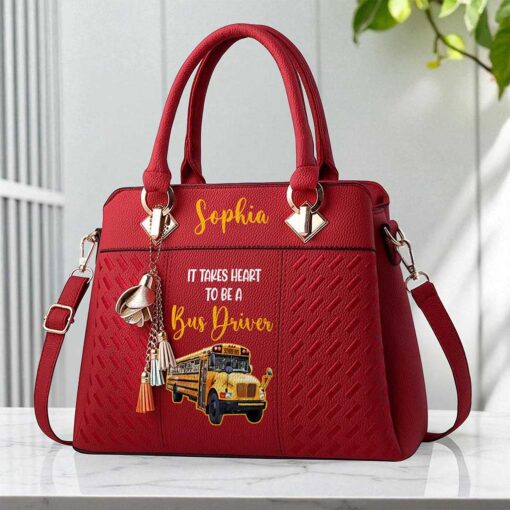 Custom School Bus Driver PU Leather Deluxe Handbag UKND5160704 - Image 4