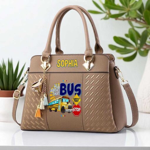 Custom School Bus Driver PU Leather Deluxe Handbag UKND5160705 - Image 6