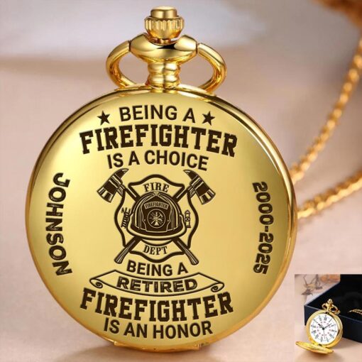 Personalized Retired Firefighter Vintage Pocket Watch UKTZ5170706 - Image 3