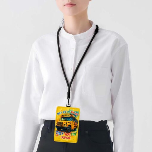 Personalized School bus driver ID card holder NPHM5190701 - Image 2