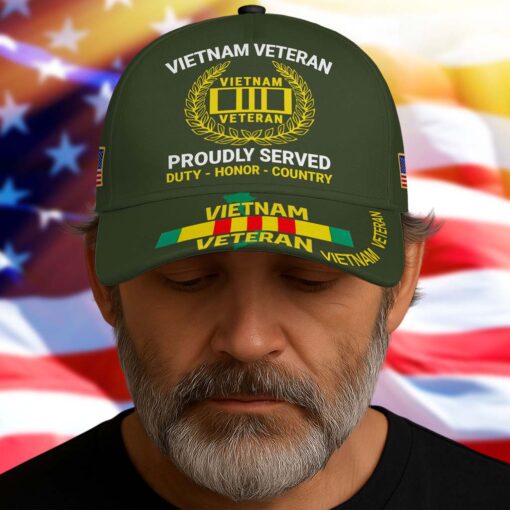 Vietnam Veteran Cap, Proudly Served, Duty - Honor - Country, Military Gifts Cap UKTD5250703 - Image 3