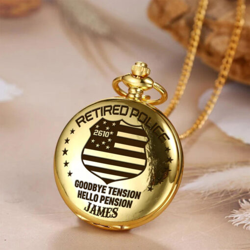 Personalized Retired Police Vintage Pocket Watch UKHH250705 - Image 2