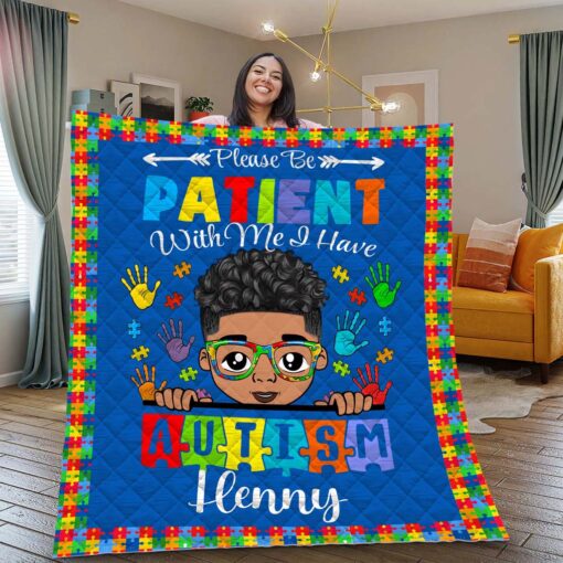 Custom Autism Awareness Quilt Blanket, Gift for Autistic Child – Gift For Autistic Son-Daughter Quilt Blanket UKHM5160702 - Image 4