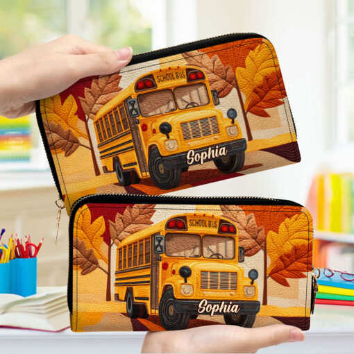 Personalized School Bus Driver Leather Pu Handbag QFTO5160701 - Image 4
