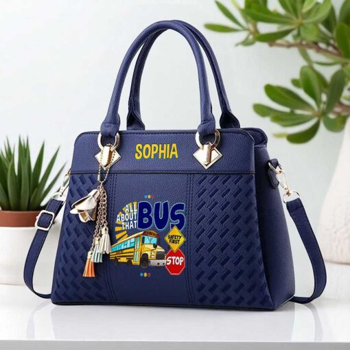 Custom School Bus Driver PU Leather Deluxe Handbag UKND5160705 - Image 5