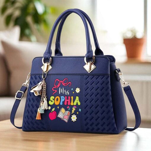 Custom Teacher PU Leather Deluxe Handbag UKND5180705 - Image 5