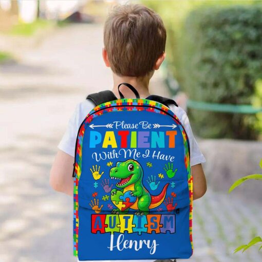 Personalized Backpack for Kids with Autism- Autism Awareness Bag – Back To School Bag for Autistic Child – Gift For Autistic Son QFHM5030701-DX - Image 4