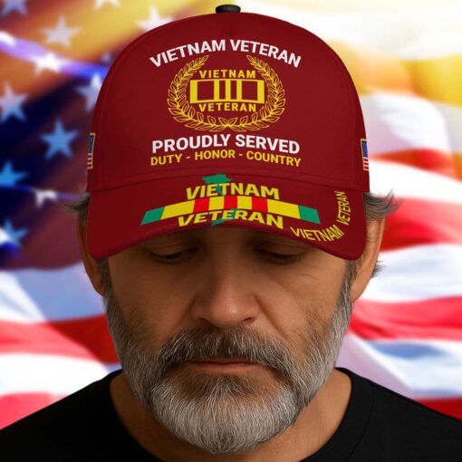Vietnam Veteran Cap, Proudly Served, Duty - Honor - Country, Military Gifts Cap UKTD5250703 - Image 6