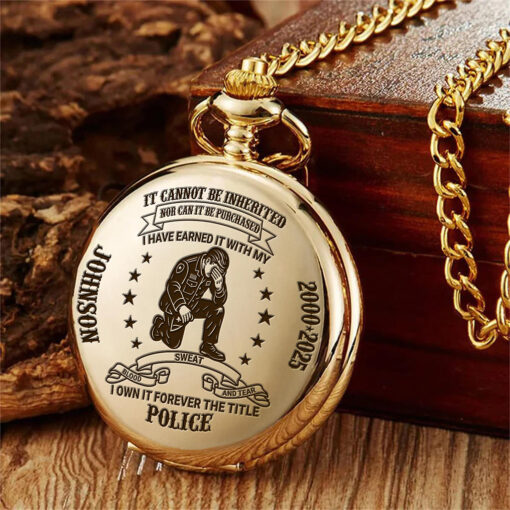 Personalized Retired Police Vintage Pocket Watch UKHH250704 - Image 4