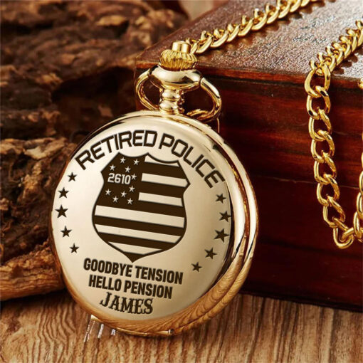 Personalized Retired Police Vintage Pocket Watch UKHH250705 - Image 5