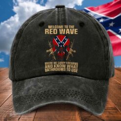 Vintage Southern Rebel Hat – Red Wave Denim Cap QFTD5080702