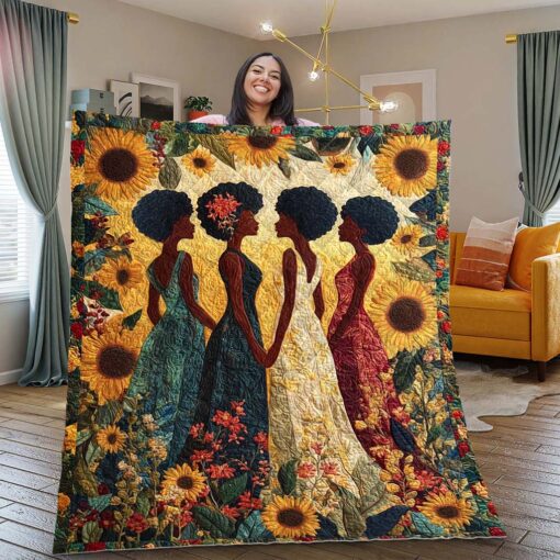 Black Woman Quilt Blanket, African American Woman Melanin Blanket UKHM5080701