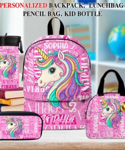 Personalized Name Letter Unicorn Backpack Set for Little Girls THND5070603-DX