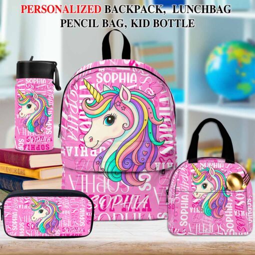 Personalized Name Letter Unicorn Backpack Set for Little Girls THND5070603-DX