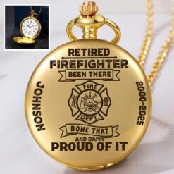 Personalized Retired Firefighter Vintage Pocket Watch UKTZ5110704