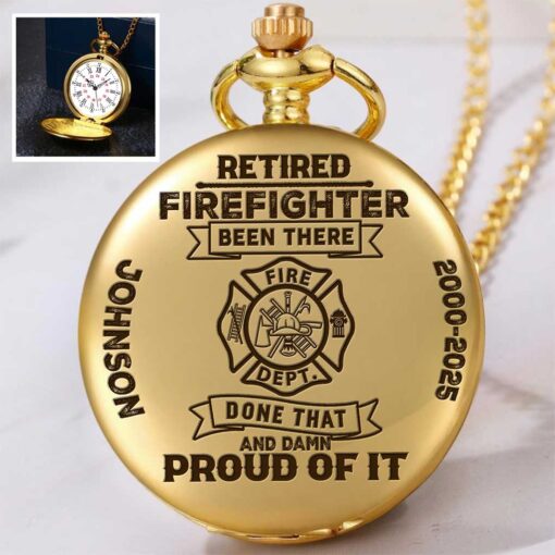 Personalized Retired Firefighter Vintage Pocket Watch UKTZ5110704