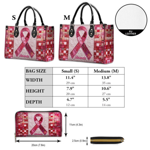 Personalized Breast Cancer Pu Leather Handbag QFNT5150701 - Image 6